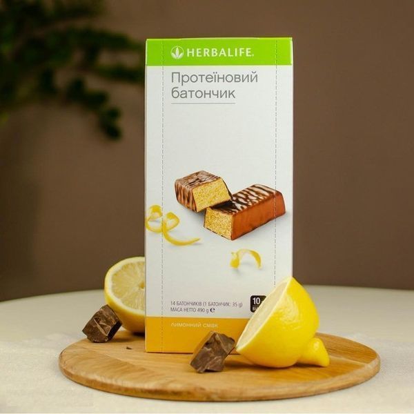 Протеїнові батончики зі смаком лимону Гербалайф 14 батончиків по 35г SKU0260 фото