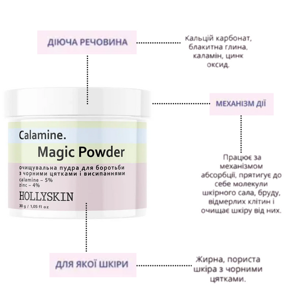 Hollyskin Calamine Magic Powder Cleansing Powder for blackheads on the face H0289 photo