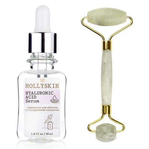 HOLLYSKIN Serum z kwasem hialuronowym + roller do twarzy H0097 zdjęcie