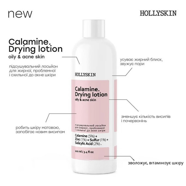 Подсушивающий лосьон для жирной, проблемной и склонной к акне кожи HOLLYSKIN Calamine. Drying Lotion H0248 фото