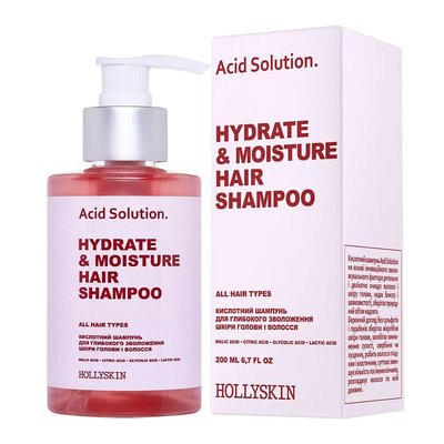 Кислотний шампунь для глибокого зволоження шкіри голови та волосся HOLLYSKIN Acid Solution