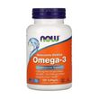 Dietary supplement fatty acids in gelatin capsules Now Foods Omega-3, 100 capsules