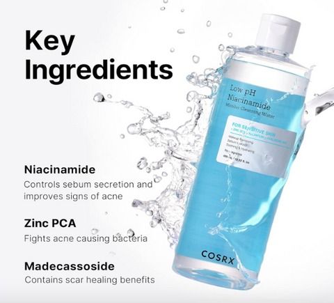 Очищувальна вода для обличчя Low pH Niacinamide Micellar Cleansing Water Cosrx, 400 мл Cosrx_21675 фото