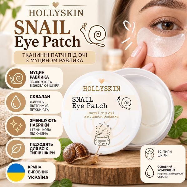 Tkaninowe plastry na oczy z mucyną ślimaka HOLLYSKIN Snail Eye Patch H0009 zdjęcie