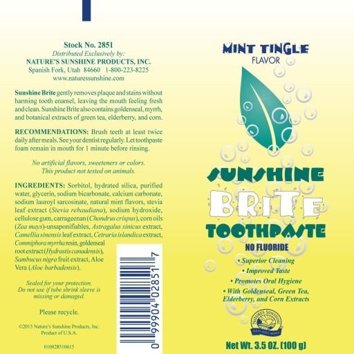 Зубная паста "Саншайн Брайт" без фтора НСП NSP2851 фото