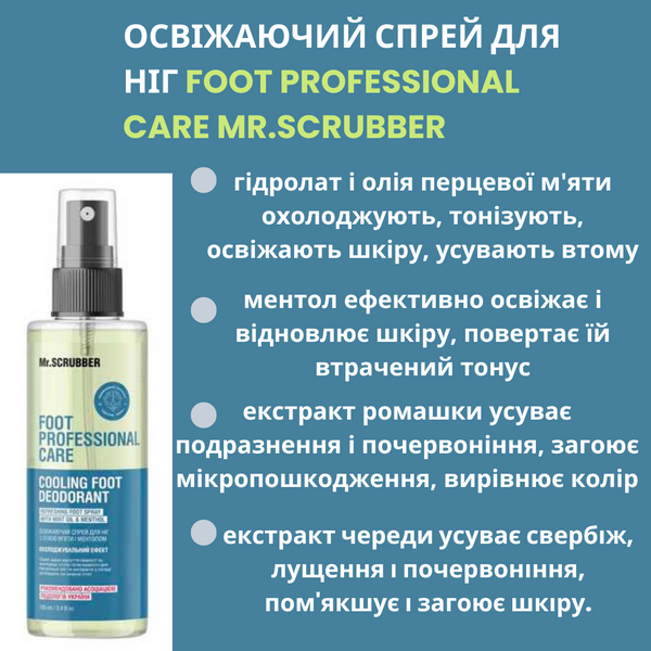 Odświeżający spray do stóp z olejkiem z mięty pieprzowej i mentolem Foot Professional Care Mr.SCRUBBER MR0801 zdjęcie