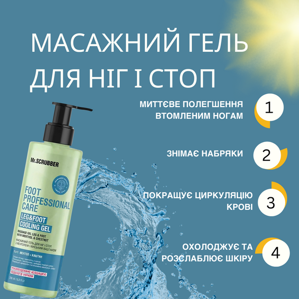 Масажний гель для ніг і стоп з ментолом і кінським каштаном Foot Professional Care Mr.SCRUBBER MR0797 фото