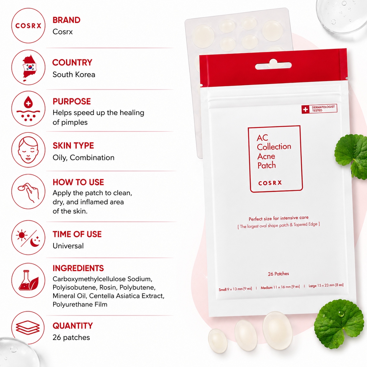 Cosrx — Acne Patches with Centella Asiatica Extract — AC Collection Acne Patch