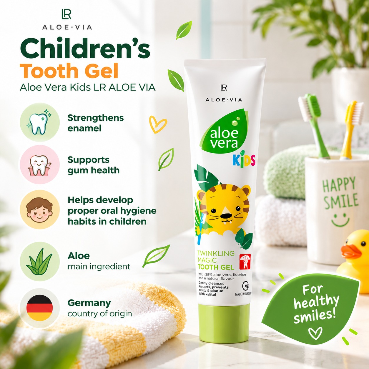 Infografika Toothpaste for children Aloe Vera Kids LR ALOE VIA, 50 ml