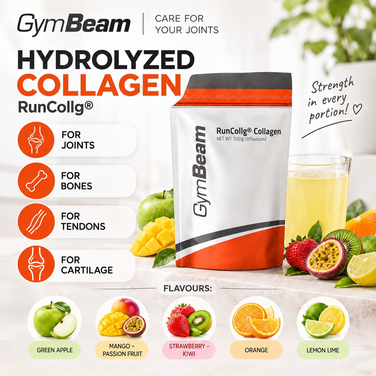 RunCollg Hydrolyzed Collagen Infographic - GymBeam