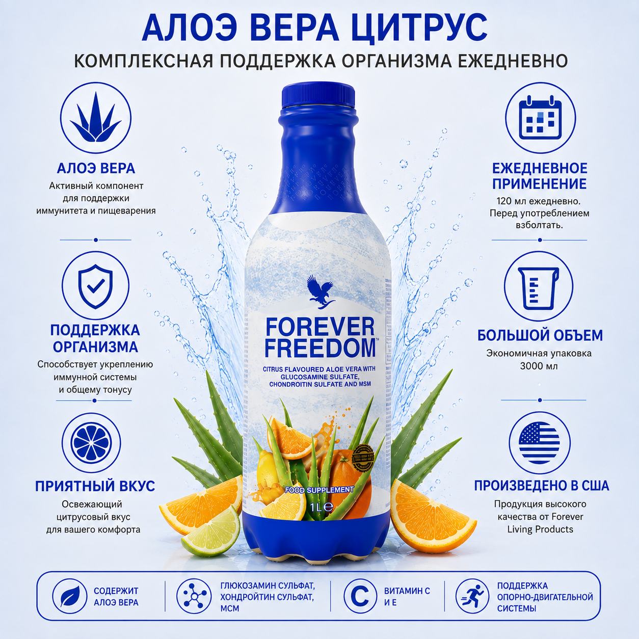 Трайпэк гель Алоэ Форевер Фридом, 3 л